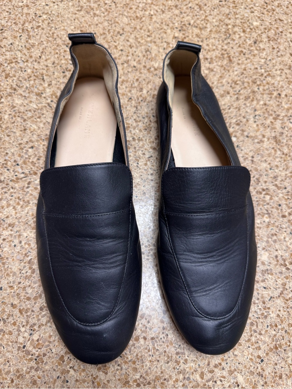 Everlane Black Leather Slip-On Loafers